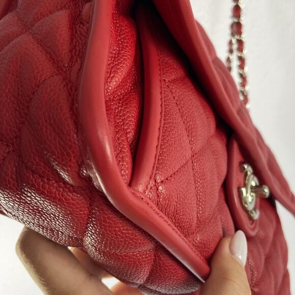 Authentic Chanel Red Medium Riviera Flap Quilted Leather Handbag - Picture 13 of 17
